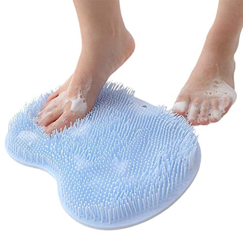 FLAVNT Tappetino per Piedi Scrubber, Pad Massaggio Doccia Piede Spazzola Antiscivolo con Ventose, per la Cura dei Piedi, Circolazione del Piede e Riduce il Dolore ai Piedi (Blu)