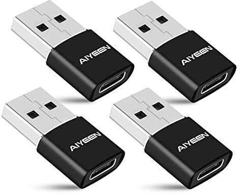 Upgraded USB C Female to USB A Male Adapter,Type C to USB A Charger Cable Converter for Apple iWatch 7,MacBook,iPhone 11 12 13 14 Pro Max,iPad Mini 6,Samsung Galaxy S20 S21 S22 (4Pack Black)