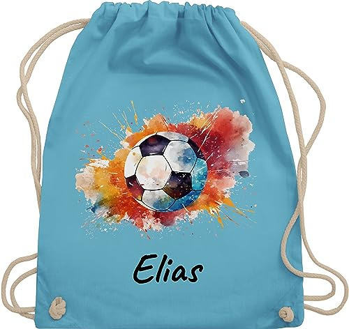 Turnbeutel Rucksack - Fußball Geschenk Fußballer I Geschenkidee Fußballfan I Fußballerin Geschenk - Unisize - Hellblau - kordelzugbeutel fussball kinder stoffbeutel kindergarten