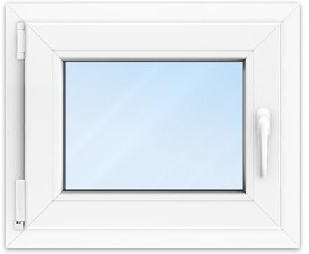 FENSTERVERSAND - Basement Window 60 x 40 Plastic Window White - Double Glazing with Clear Glass - Swivel and Tilting Window Plastic - DIN Left - W x H: 600 x 400 mm, 70 mm Profile