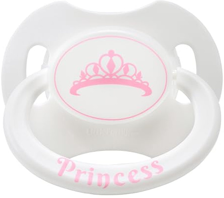 LittleForBig Großer Saugerschild Bedruckter Schnuller der Generation II in Erwachsenengröße Princess -Kronenmuster Weiß
