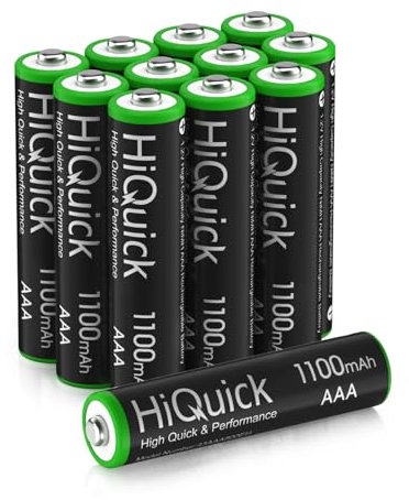 HiQuick AAA 1100mAh NiMH Rechargeable Batteries (Triple A) 1200 Tech Ni-MH Batteries, Low Self-Discharge 1.2V AAA Battery 12-Pack