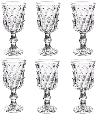 SUREK Hermosamente Copas de Vino Vintage Copas de Champán en Relieve de Cristal para Vino Tinto y Blanco 200ml/6.8oz Personalizado