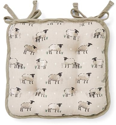 Cooksmart British Designed Chair Cushions | Chair Pads For Dining Chairs | Seat Cushions Great For Adding Extra Padding - Highland Sheep