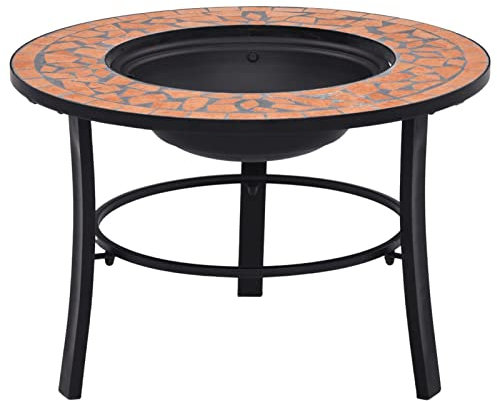 Rantry Brasero à mosaïque en terre cuite 68 cm en céramique, meubles pour maison intérieure extérieure salon chambre à coucher décoration de meubles de chambre
