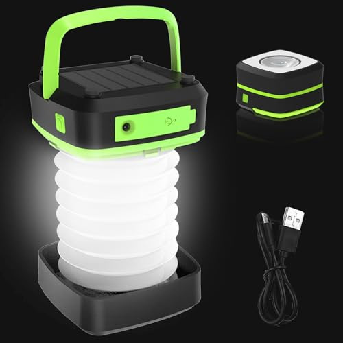 Vegena Solarlampe Camping, Campinglampe, Solarlampe, faltbar, Campinglaterne, wasserdicht, wiederaufladbar, Campinglaterne, für Camping, Wandern, Zelt, Abenteuer