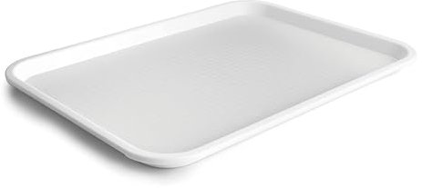 Lacor - 66996 - Bandeja para Servir Comida, Bandeja para Servir Comida, Polipropileno, Libre de BPA, Apilable, Resistente, Superficie Antideslizante, Apta para Lavavajillas, Color Blanco, 35x27 cm