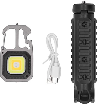Mini Linterna LED COB Recargable Negra con 3 Modos de Luz y Soporte Plegable para Uso Diario y Emergencias