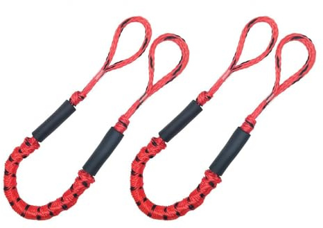Bungee-Dockleinen – Hochfestes Festmacher-Seil, Marine-Grade Bungee-Seil, 2 Stück, Bootszubehör für Boote PWC, eingebauter Snubber, Kajak, Wasserfahrzeuge, SeaDoo, Jeet Ski, Ponton, Kanu, Powerboot