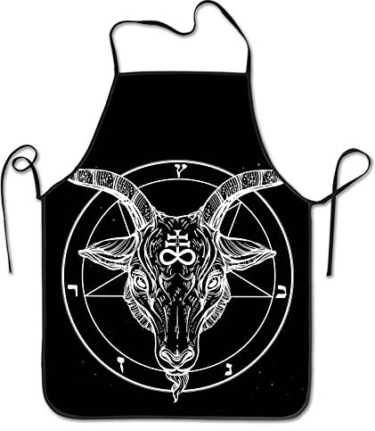 Personalisiert Küchenschürze Satanisches Pentagramm Tattoo Retro Grillschürze Premium Malschürze Unisex Kochen Schürze Für Café Gartenar