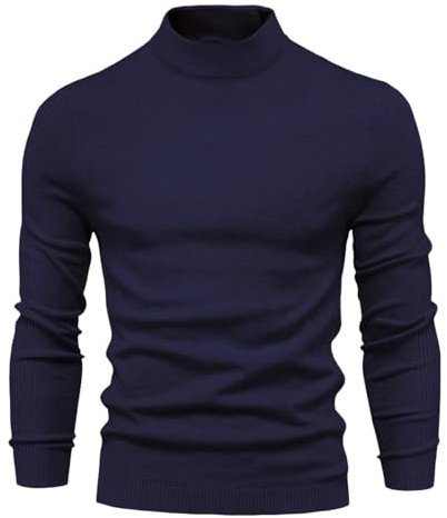 JIANROU Pull en Maille Fine Homme Automne Hiver - Col en V, Col Montant, Cachemire, Laine Grosse Maille - Basique Pullover