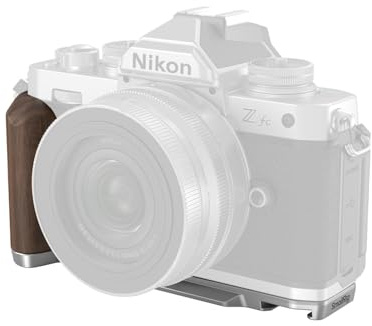 SMALLRIG Z fc Holzhandgriff, L-förmiger Griffhalter für Nikon Z fc Kamera, seitlicher Griff im Retro-Stil mit 1/4-20 Gewindeloch, Blitzschuh, Schnellwechselplatte für arca (Silber) - 4803