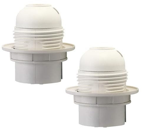 E27 Lamp Holder With Socket - Light Bulb Screw Fitting in White Plastic