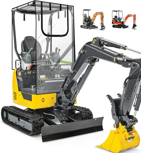 SKYJDM Housse pour Mini Pelleteuse, Enceinte de Cabine de Pelleteuse Transparente avec Tissu Oxford 600D et Film PVC Compatible avec Bobcat E20/Kubota U17 pour 1760-3530 lbs (800-1601 kg), Protection