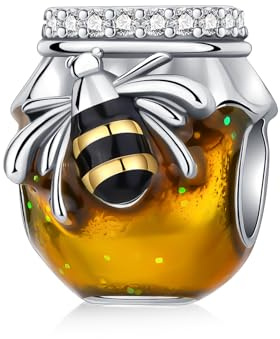 BIZK Charms Argent Sterling 925 Femmes Bijoux Pendentifs Compatible pour Bracelets Collier pour Les Mères, Les Amis, Les Amoureux (Breloque En Verre de Miel)