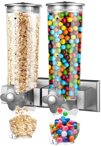 Väggmonterad flingdispenser, 3 L stor kapacitet torrmatbehållare, väggmonteringsdispenser, klar kornig dispenser, köksförvaring för kaffebönor, nötter, snacks