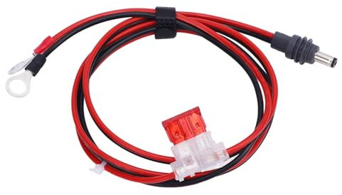 O Câble d'alimentation en Anneau pour Plat, Cordon d'alimentation en Cuivre en Caoutchouc avec Fusible, 12-24V adapté au Plat, Installation Sécurisée, Utilisation Polyvalente (1m)