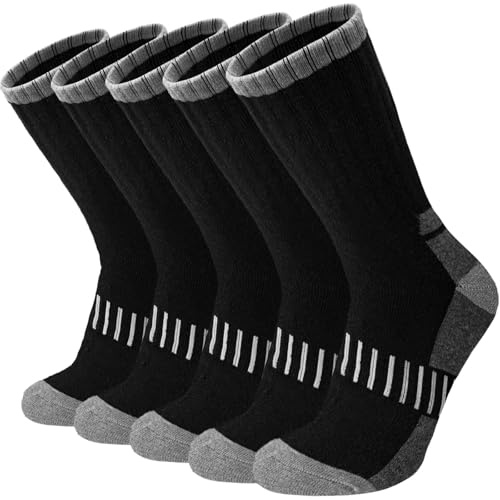 Wamicu Men’s Heavy Duty Work Socks (5 Pack), Full Cushioned & Durable Boot Crew Socks for Sport, Hiking, Walking & Outdoor Use, UK Size 6–11