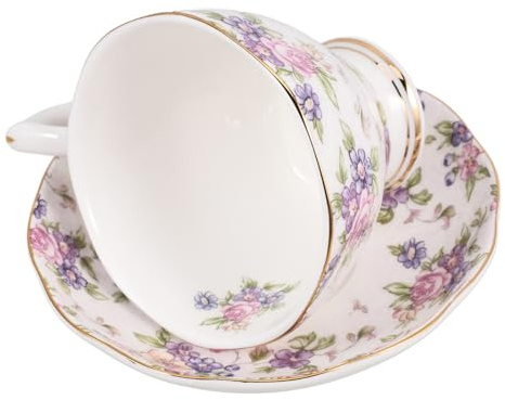 VICASKY Tazza e Piattino Da Caffè in Porcellana Osso Stile Europeo Per Tè Pomeridiano Casa Ufficio Ristorante Design Creativo e Durevole Per Amanti Del Caffè