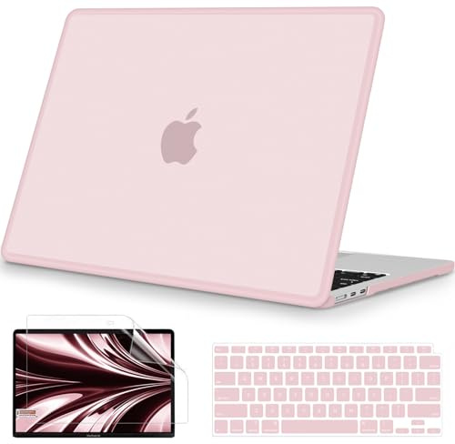 B BELK Compatible with MacBook Air 13 inch Case M5 2026 2025 2024 2023 2022 M4 M3 M2 A3449 A3240 A3113 A2681, [Anti-Cracking] Soft TPU Bumper+Keyboard Cover for MacBook Air 13.6 inch Case, Baby Pink