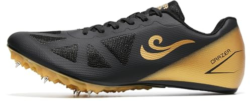 ORRZER Men's Track and Field Spikes Shoes for Women Lightweight Running and Jumping Sneakers Black/Gold