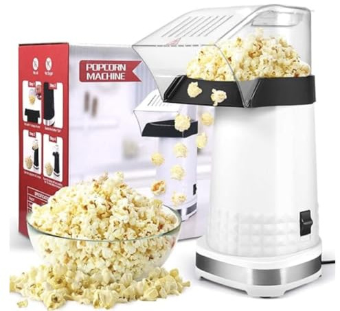 Popcorn Machine - 99% High Popping Rated Air Popper Popcorn Maker, 2 Minutes Fast Making Electric Popcorn Machine with On/Off Switch
