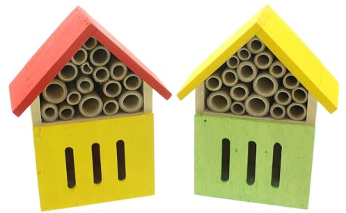 FRANK FLECHTWAREN Insektenhotel Colors, 2er Set, Holz, Bambus Maße: Höhe 18 cm