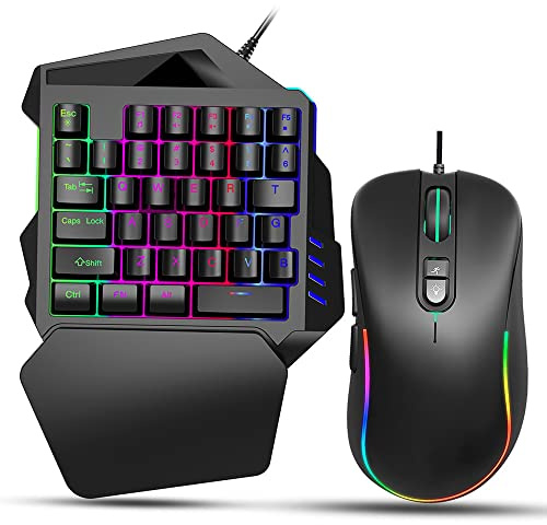 J300V100 Keyboard and Mouse Combo RGB Lighting Programmable Gaming Mouse One-handed Game Keyboard with Adjustable DPI for Gaming Enthusiasts