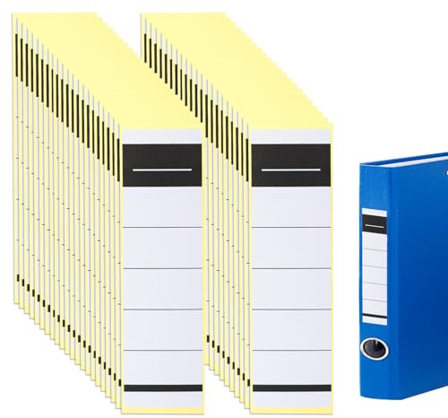 100 Pz Etichetta Raccoglitore Autoadesiva, 19 x 5,4 cm Etichette Autoadesive per Raccoglitori, Etichette Raccoglitore Autoadesiva, Targhetta per Dorso di Raccoglitores etichettatura (nero, bianco)