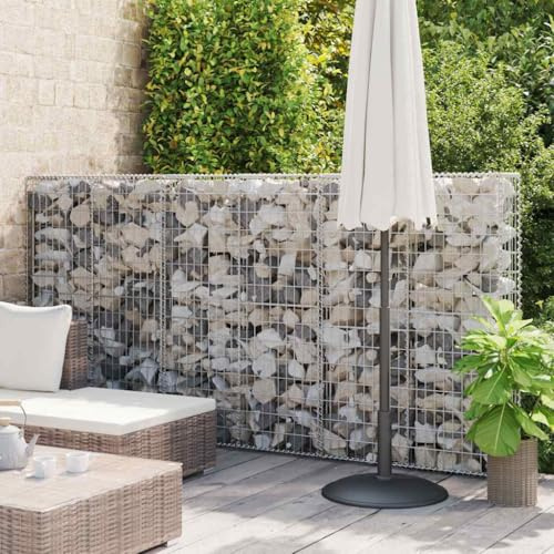 Panier en pierre gabion avec couvercles - Fil galvanisé - 150 x 100 x 30 cm - Pour projets de jardin et d'aménagement paysager - Mur de soutènement en grille d'acier robuste
