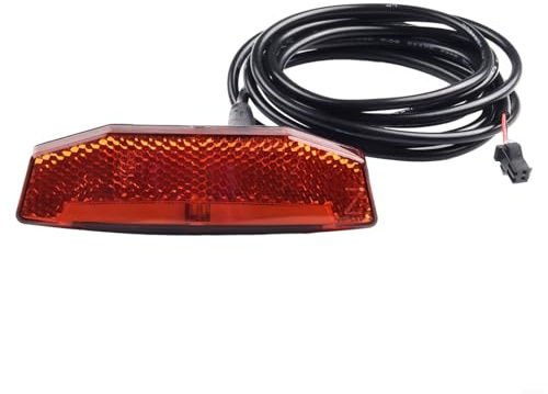 Glomc Fanale posteriore a LED per bici elettrica, 36 V, 48 V, con 7 LED, per bicicletta elettrica e scooter elettrico, alloggiamento in ABS, cavo da 120 cm, connettore SM, luce di sicurezza rossa