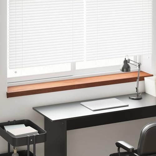 GeenYuu Alféizar de ventana de madera marrón de PVC, 140 x 25 x 4,5 cm, resistente al agua, fácil de limpiar, para interior y exterior, con tapas laterales, fácil montaje sin taladrar