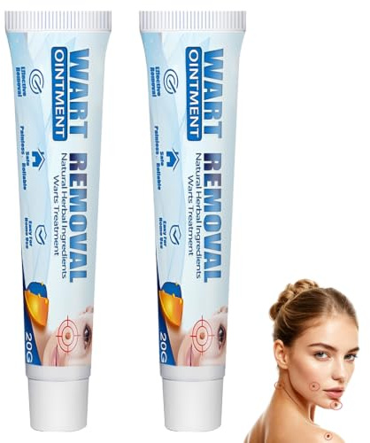 TEHJAM 2Pcs Crema para Eliminar Verrugas,Verrugas Plantares,Comunes,Planas Callosas,Uso en la Cara,el Cuerpo y las Manos