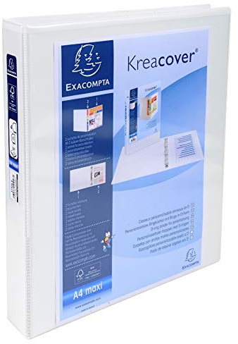 Exacompta 51946E Präsentationsringbuch KreaCover Kunststoffbezug außen und innen. 4 Ring-Mechanik DIN A4 Füllhöhe 25 mm ideal für Angebots- und Unternehmenspräsentationen weiß