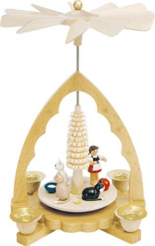 Pirámide de navidad gatos, 19 cm. de alto, original de los Montes Metálicos (Erzgebirge) hecho por la empresa Richard Glaesser del pueblo de Seiffen