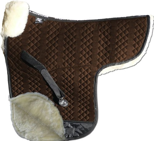 Engel Reitsport | SADEK3-D-MOC-MED | Lammfell Satteldecke | Unterseite komplett gefüttert | Fellkranz vorne | Dressur | Stoff moccabraun Fell med.