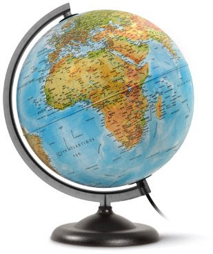 Globe terrestre lumineux 25 cm basic bleu