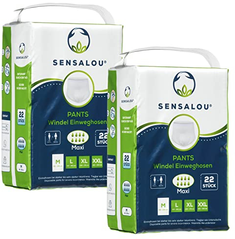 Sensalou Windel-Höschen-Pants für Erwachsene Größe M (44 Stk) - Stark für schwere Inkontinenz für Frauen und Männer Senioren
