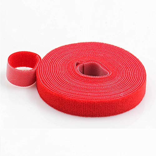 1 cm x 5 m de serre-câbles Ruban adhésif autocollant avec crochet et boucle pour fermeture DIY et organisation de câbles (Rouge)