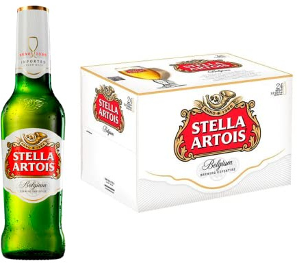 Stella Artois, Cerveza Belga Lager Premium, Pack 24 Botellines x 33cl