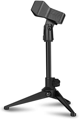 Depusheng support de micro de bureau pliable à angle réglable dessus de table pliable support de montage de microphone support de support en plastique noir