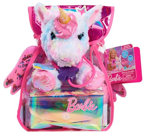 Barbie Dreamtopia Unicorn Doctor, Interactive Lights and Sounds Plush with Backpack, by Just Play