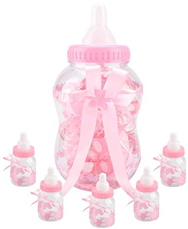 Cyrank Süßigkeiten Flasche, 30 Stück Madchen Süßigkeiten Box, Mini-Babyflaschen, Pink Candy Flaschen, Entzückende Baby-Dusche-Box für Geburtstags-Tauf-Geschenk Baby Party Dekoration(pink)