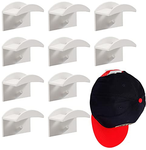 Vibbang 10-pack självhäftande hatthållare kepskrok för väggmontering, ingen borrning, hattställ, organiserare, starkt grepp för basebollkepsar, moderna hatthängare förvaring för dörr, garderob,