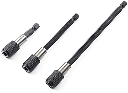 Fongmore 3 piezas 60 mm 100 mm 150 mm 1/4 pulgadas vástago hexagonal extensión magnética adaptador de portabrocas de liberación rápida barra destornillador soporte