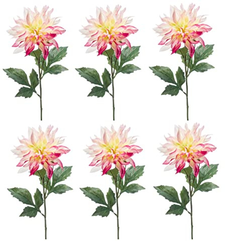 6er Set künstliche Dahlien mit XXL Blüte weiß rosa pink 60cm Emerald Kunstblumen