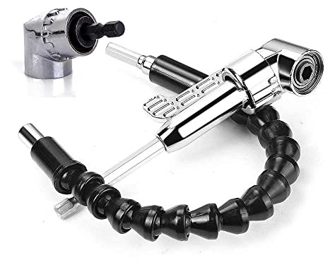 3Pcs Right Angle Drill Flexible Shaft Set, 105° Right Angle Drill Attachment and Flexible Angle Extension Bit Kit