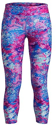 Under Armour Girls HeatGear Armour Printed Ankle Crop, (465) Water / / White, X-Large