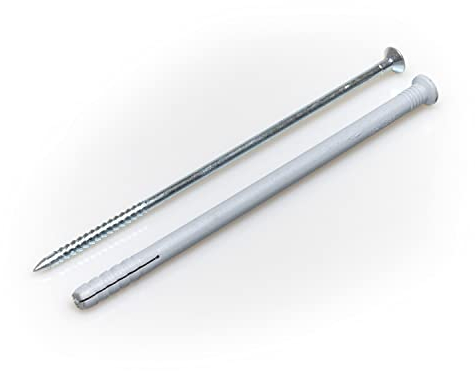 NAKA Nageldübel-Set KSM 8 x 100 mm Schlagdübel Kreuzschlitz Schlagdübel mit Senkkopf Spreizdübel Sprossedübel Verzinkt Zylinderkopfdübel aus Nylon Universaldübel im Dübel-Set 100 STK.