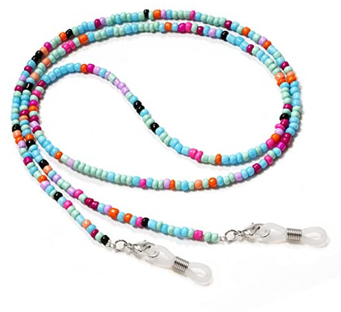 Brillenkette, Brillenkette, Perlen, Brillenband, Anti-Rutsch-Brillenkette, Brillenkordel für Sonnenbrillen, Umhängeband, Brillenband, Perlen, Brillenkordel für Damen, Sport, blau, One size